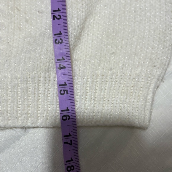 Vintage White and Purple Ribbed Knit Sweater V-Neck - Picture 8 of 8